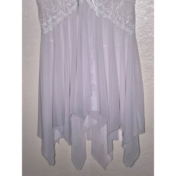 Avidlove M White Lace Babydoll Lingerie Adj Straps Satin Bow Sheer Mesh Skirt - Picture 9 of 15